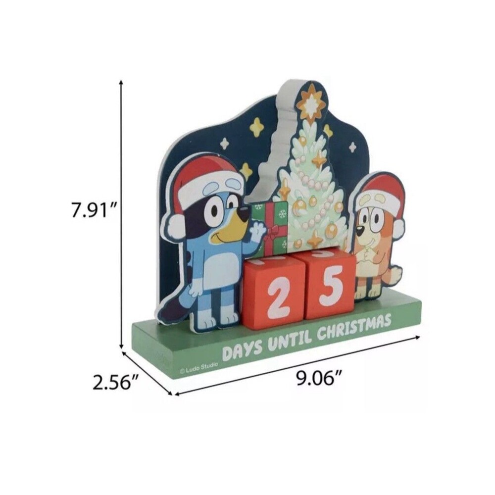 Bluey & Bingo Red Blue Christmas Countdown Perpetual Tabletop Calendar NEW - Picture 3 of 5